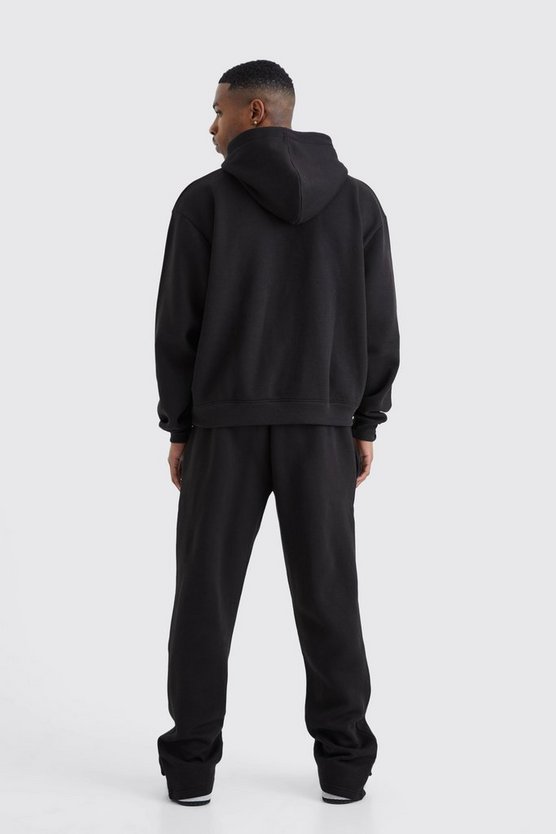Kastiger Oversize Trainingsanzug mit Pour Homme Print und Kapuze