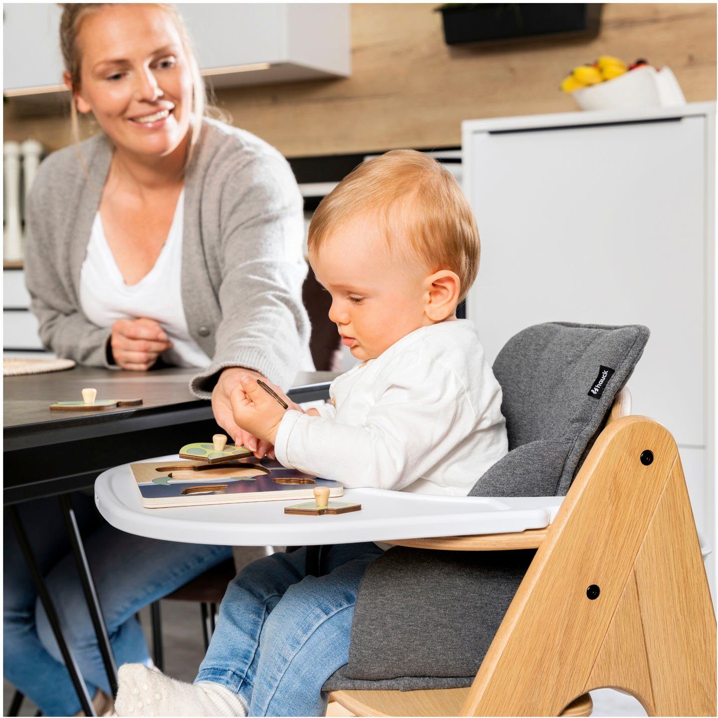 Hauck Hochstuhltablett Arketa Click Tray, White, Kunststoff, aus recyceltem Material