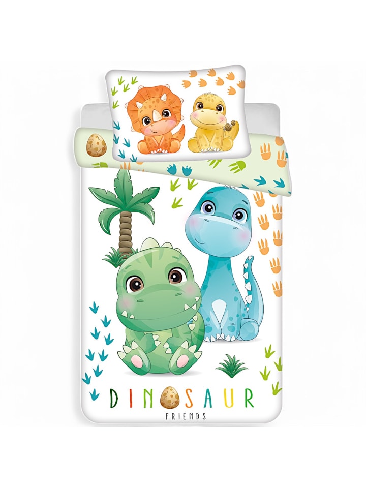 JERRY FABRICS 2-tlg.Set: Babybettwäsche Dinosaurier Freunde 100 x 135 cm in Bunt günstig kaufen 100