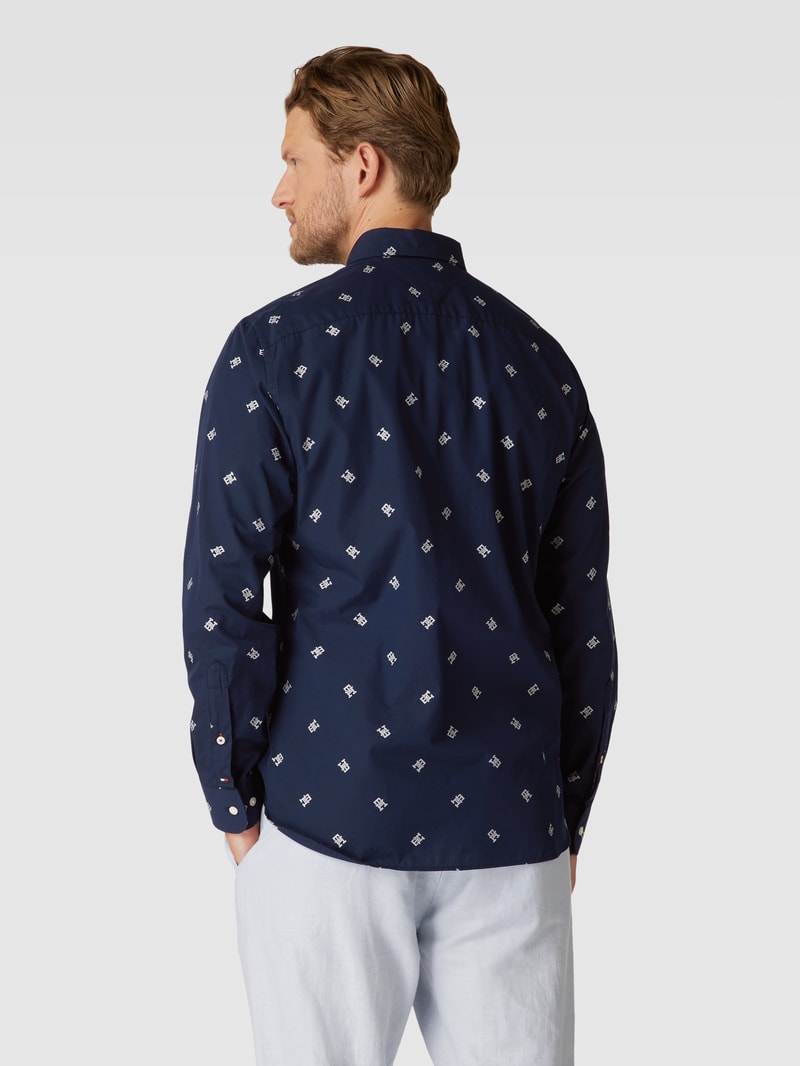Freizeithemd mit Button-Down-Kragen Modell 'SPACED OUT MONOGRAM' in marineblau
