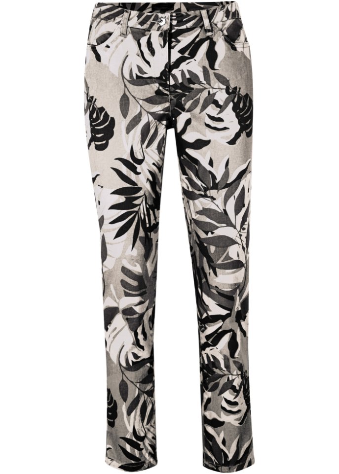 Stretch-Hose knöchellang mit floralem Druck