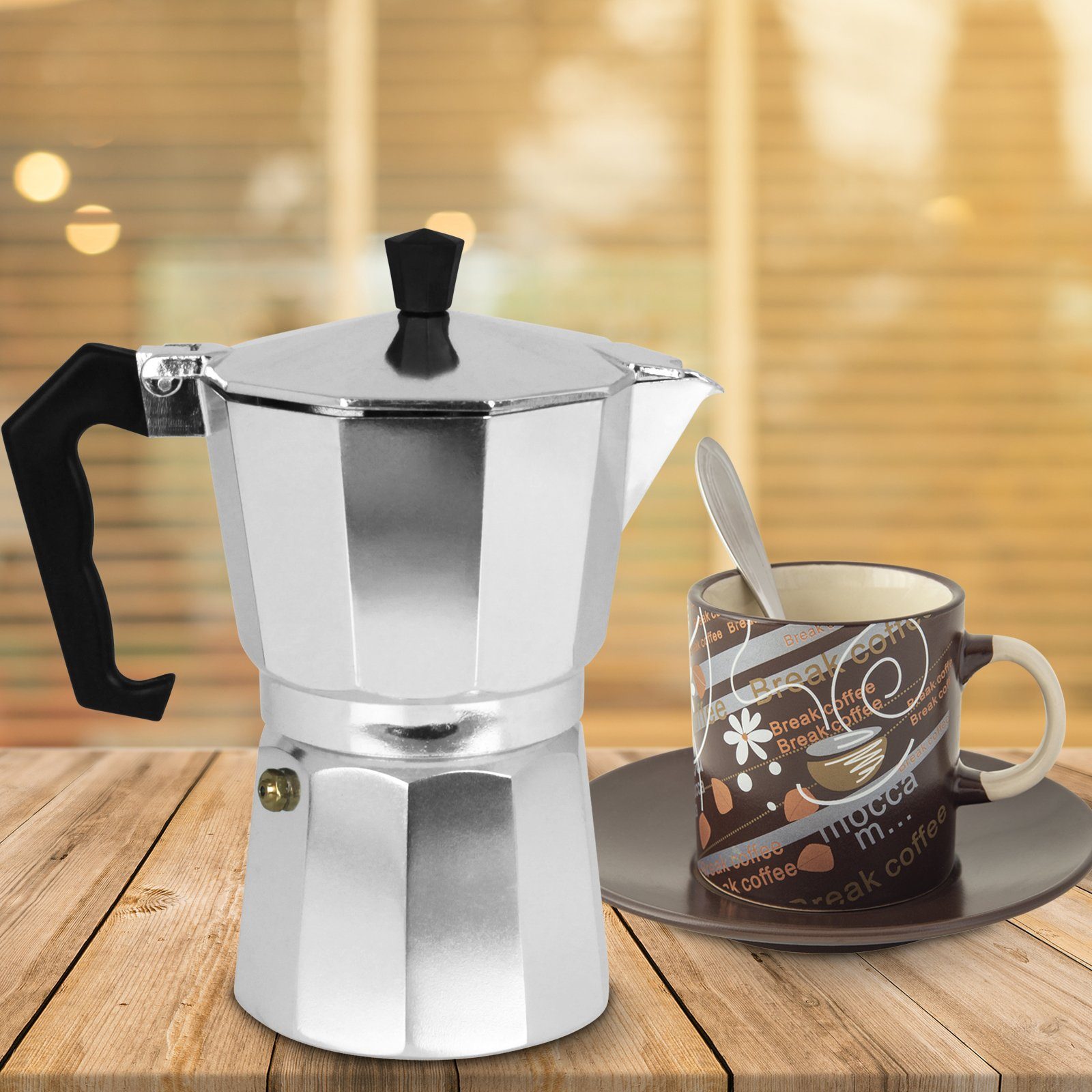 Koopman Espressokocher Kaffeebereiter 330ml Kaffeekocher Kaffeezubereiter Aluminiumkocher, Espresso Kaffee Kocher Kaffee-Bereiter Espressobereiter Mokka