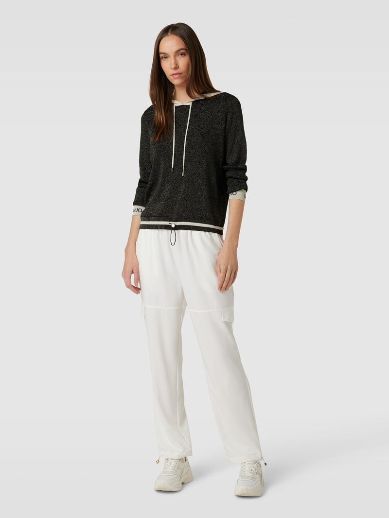Hoodie aus Effektgarn in metallic schwarz