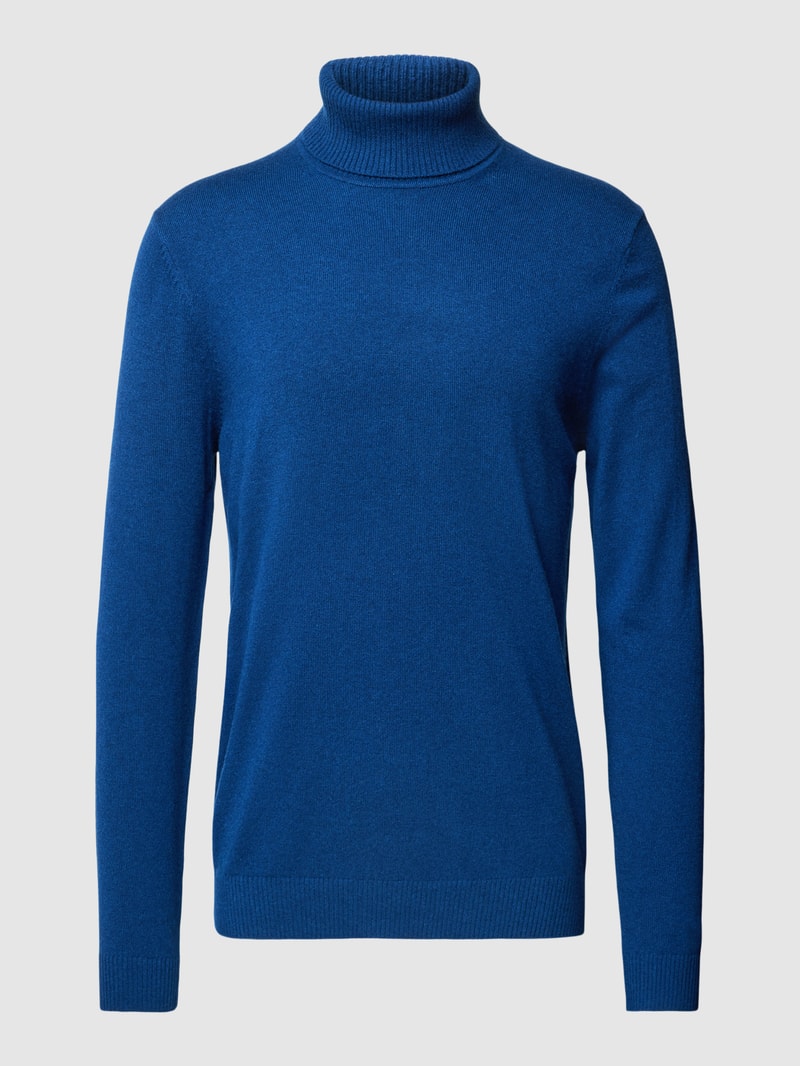 Strickpullover mit Rollkragen aus Kaschmir in marineblau meliert