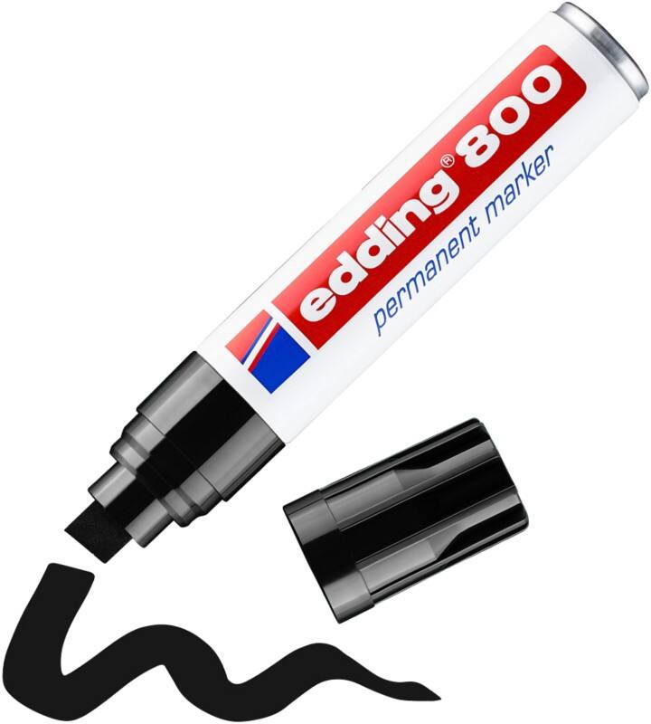 edding 800 Permanentmarker Extra Breit Keilspitze 4 - 12 mm Schwarz Nachfüllbar Wasserbeständig
