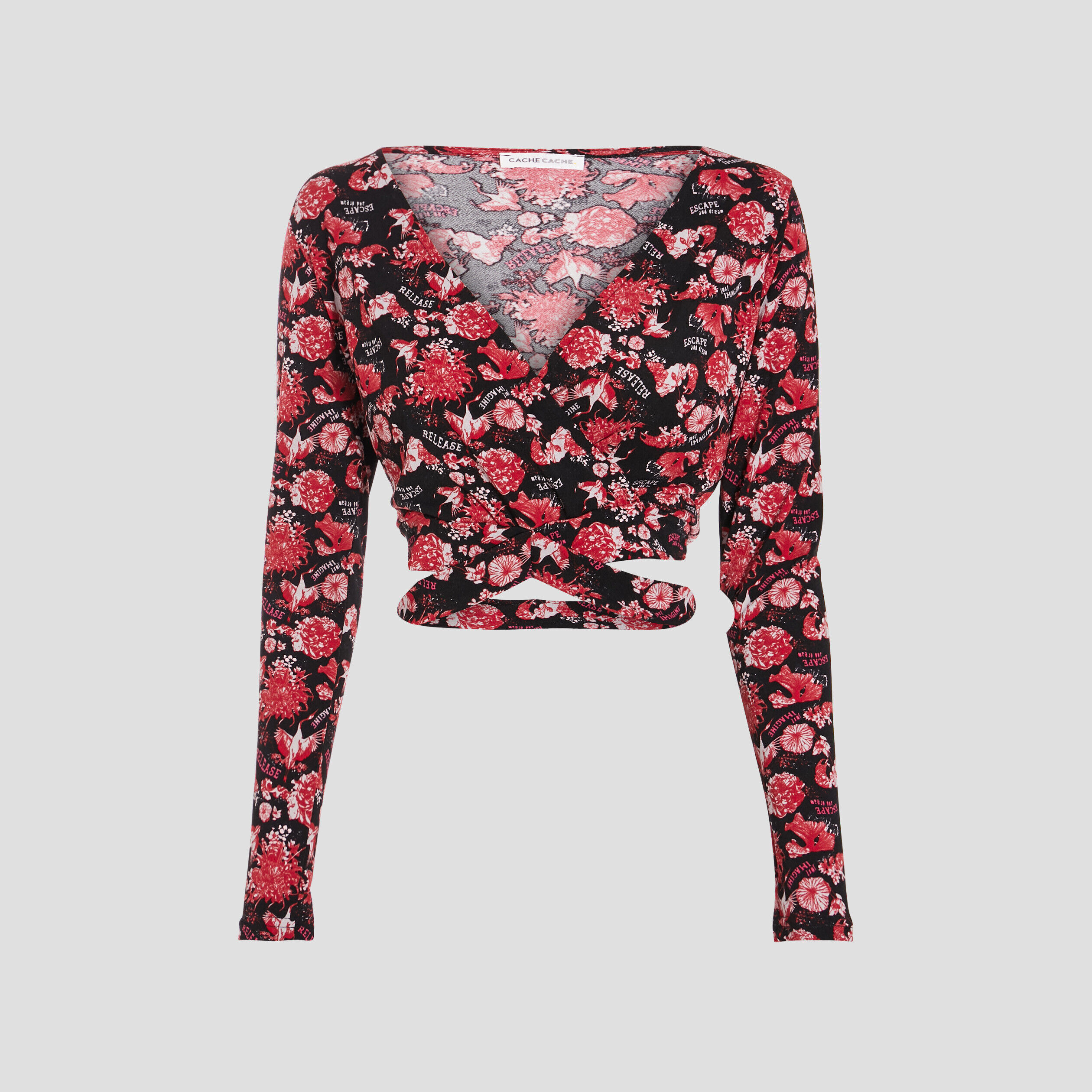 Crop top manches longues noir femme | Cache Cache