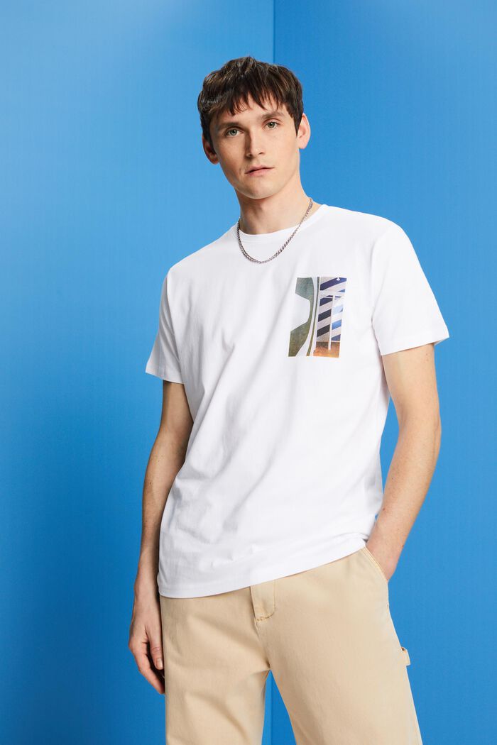 Rundhals-T-Shirt, 100 % Baumwolle
