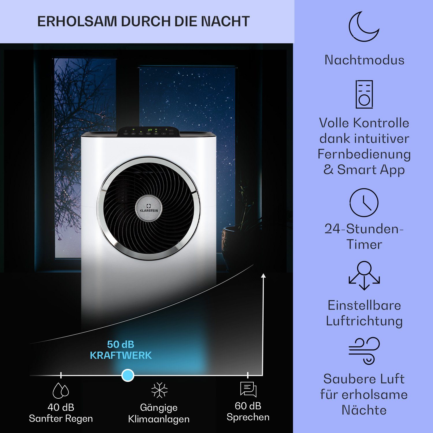 Klarstein Klimagerät Kraftwerk Eco Smart 11, Klimagerät mobil klimaanlage Air Conditioner Kühlgerät Luftkühler
