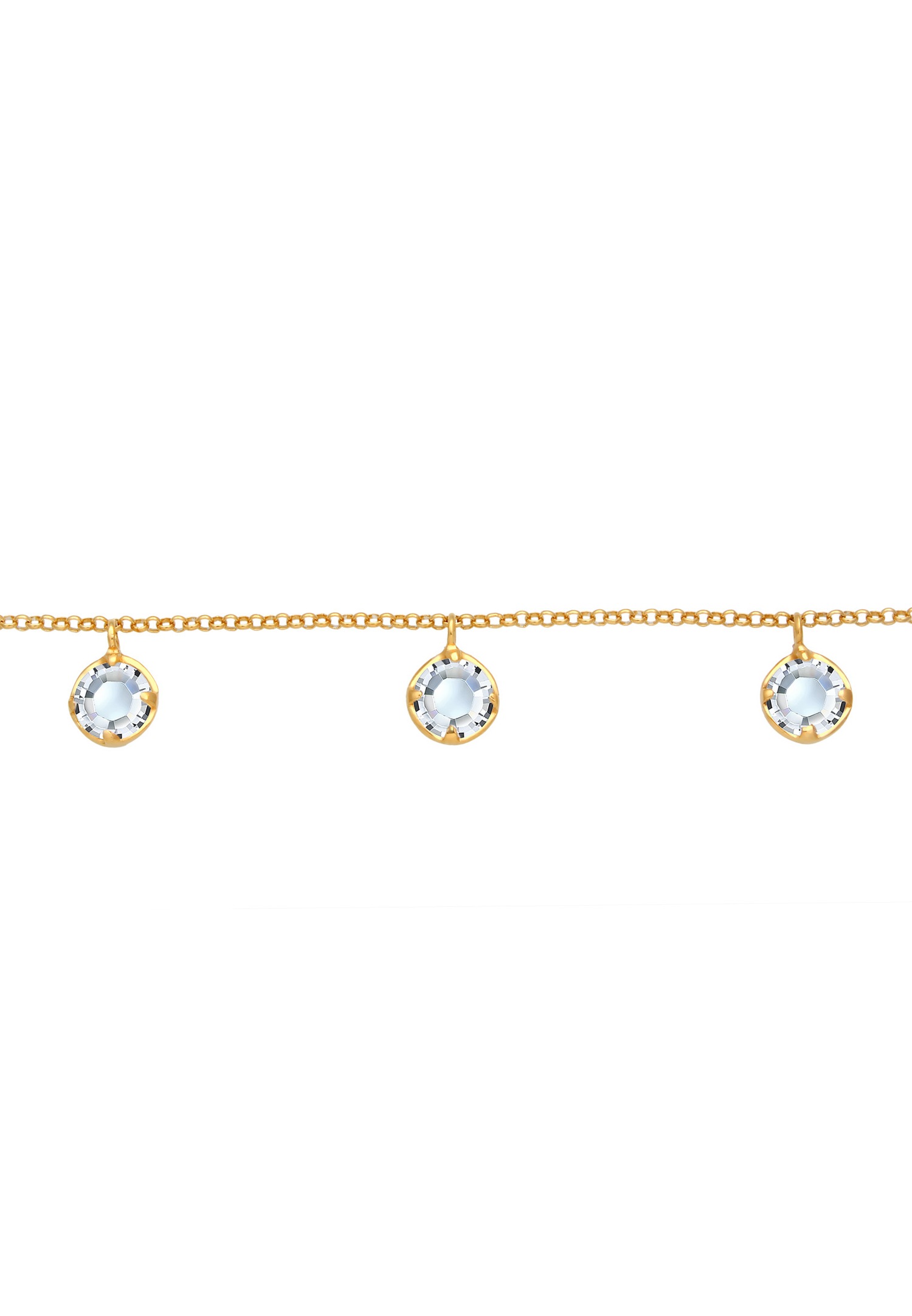 Collana girocollo Elli, minimal con ciondoli e cristalli, da donna - Argento 925/1000 placcato oro