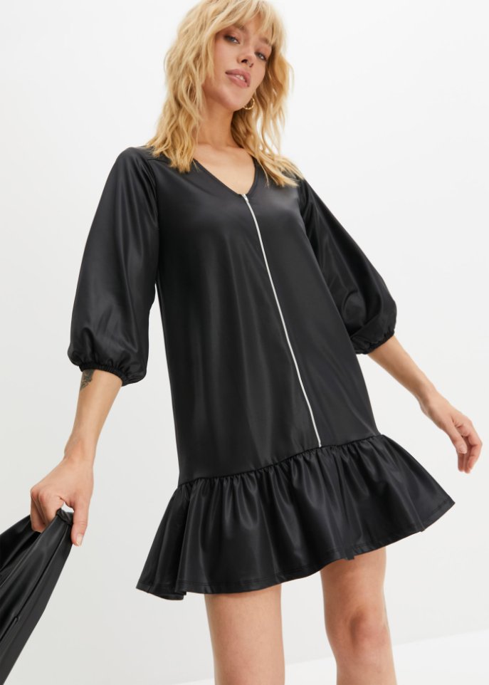 Kleid in Lederimitatoptik