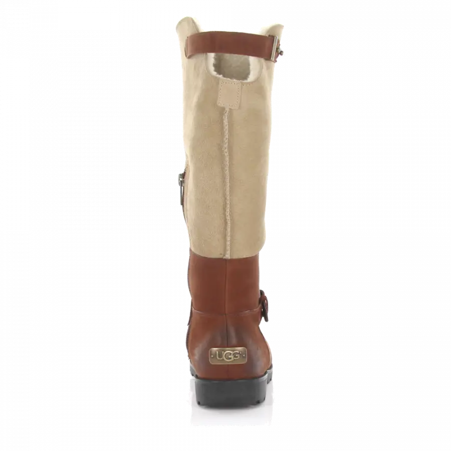 UGG - Stiefel DALEANE Kalbsleder Schafsleder Zierschnalle beige braun - braun