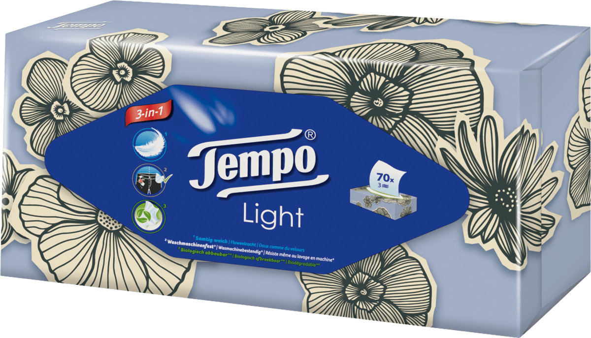 Tempo Taschentücher Light Box, 70 St