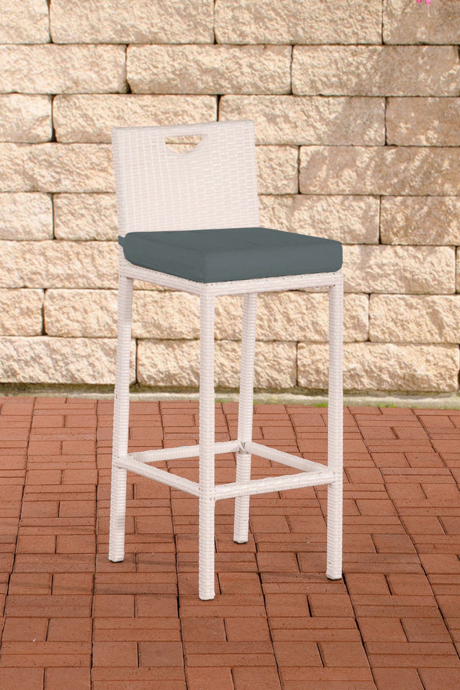 TPFGarden Gartenlounge-Hocker Marlies - Barhocker aus wasserfestem, UV-beständigem Polyrattan (Barstuhl mit pulverbeschichtetem Aluminiumgestell, Tresenhocker mit wasser- und schmutzabweisenden Sitzkissen), Maße (HxBxT): 107x40x44 cm, Sitzhöhe: 75 cm