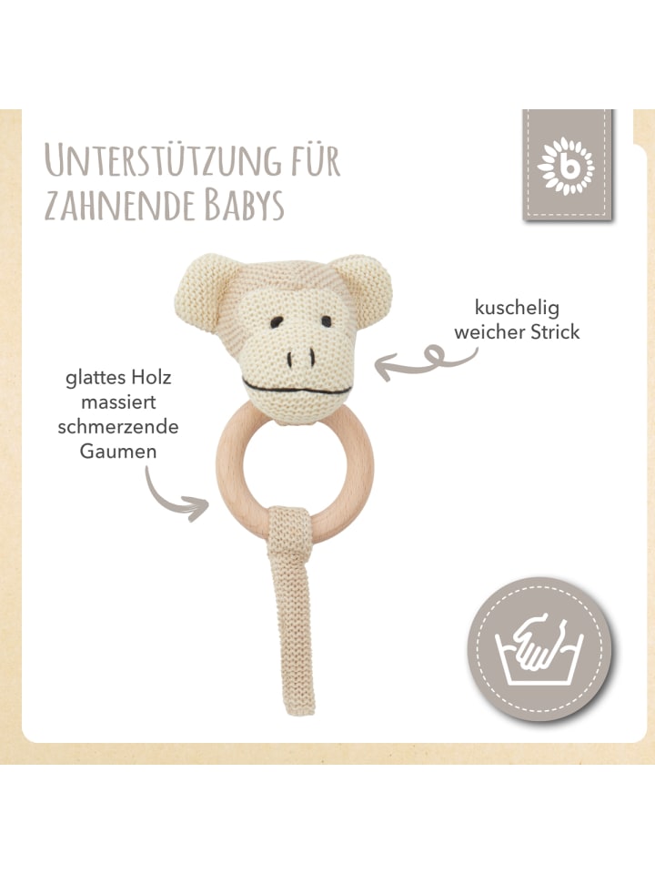 Bieco Spielwaren Greifling Holz Natur und Baumwolle mit Rassel Affe - ab Geburt in Braun günstig kaufen onesize