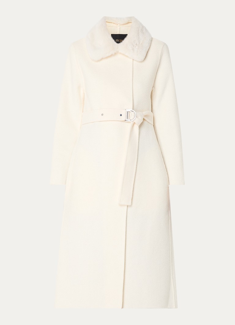 Maje coat in wool blend with belt