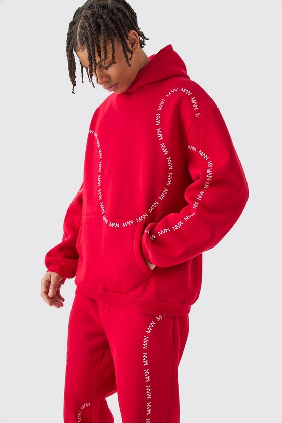 Oversize Trainingsanzug mit Man-Dash Print und geteiltem Saum