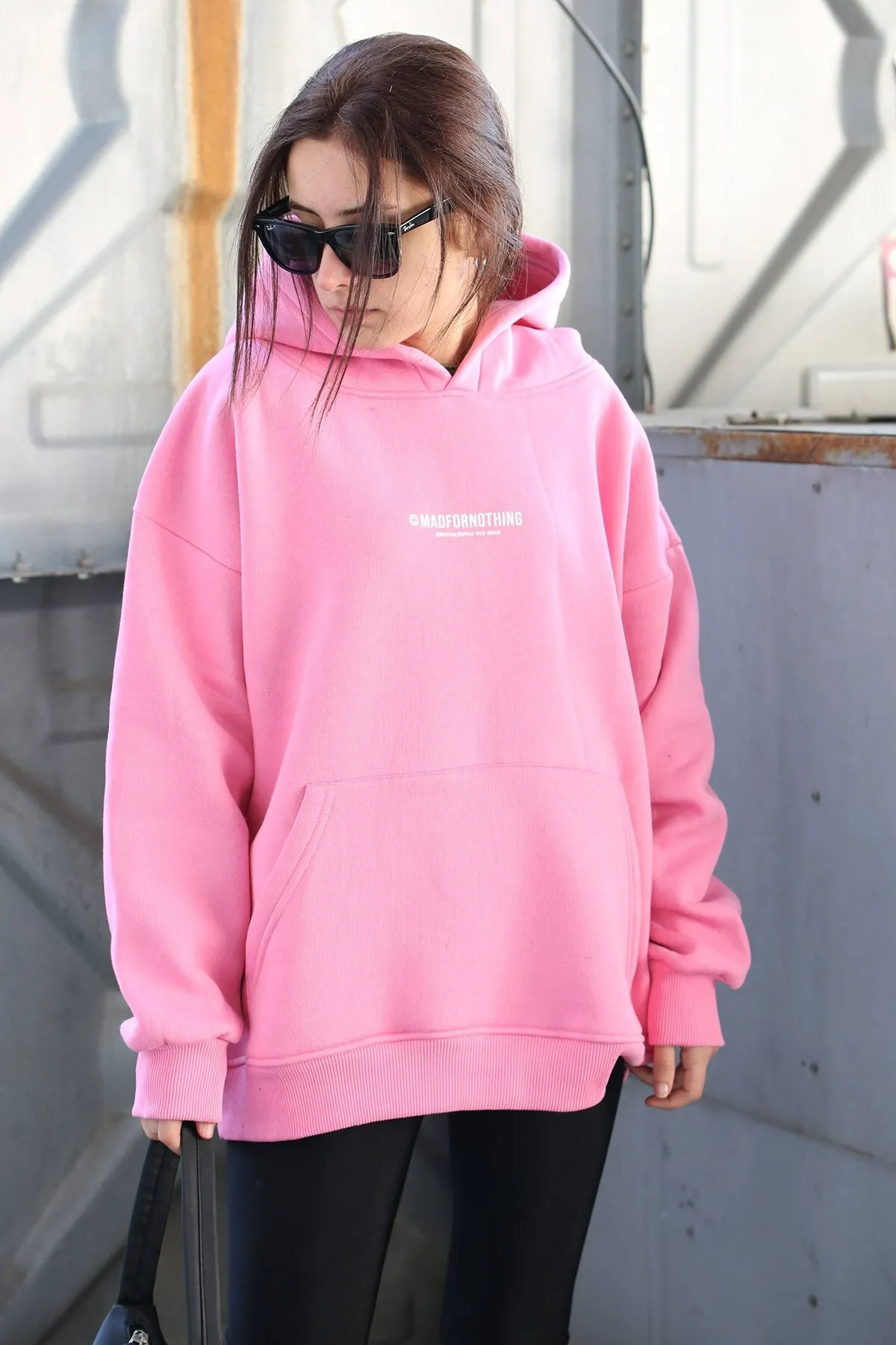 Madmext  Rosa bedrucktes Oversize-Sweatshirt „Mad Girls“ Mg1287