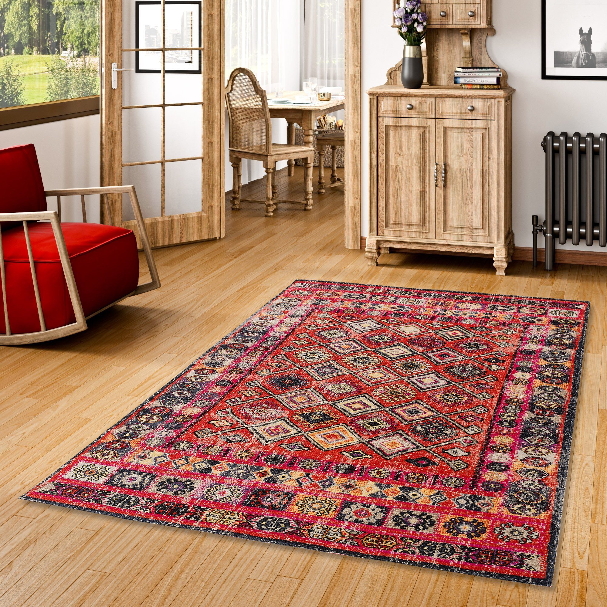Orientteppich Designer Teppich Vintage Zoe Orient Modern Bordüre, Pergamon, Rechteckig, Höhe: 6 mm