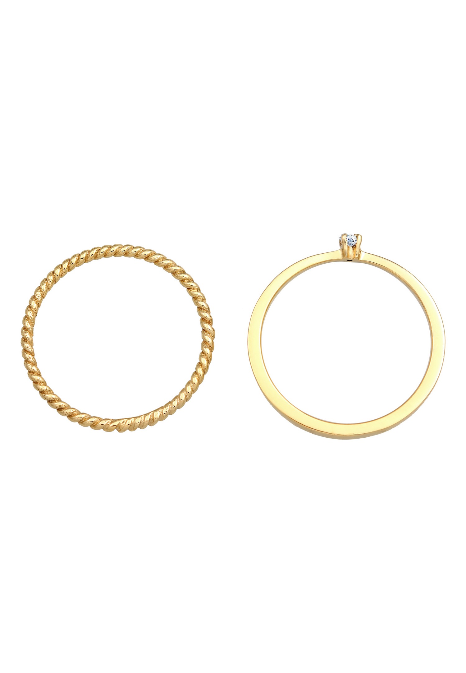 Set de 2 inele solitaire răsucite Elli DIAMONDS pentru femei cu diamant (0,03 ct.) în argint 925