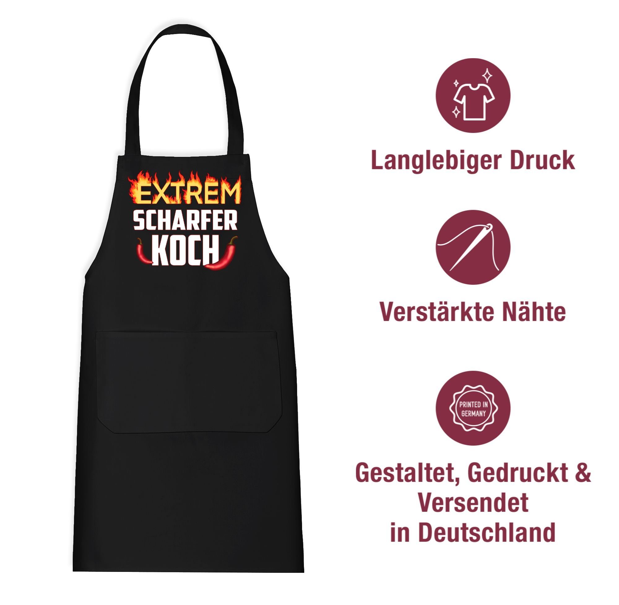 Shirtracer Kochschürze Extrem scharfer Koch - Küchenschürze zum Kochen - Kochschürze, (1-tlg), Koch Schürze mit Tasche und Spruch Aufdruck als Geschenk