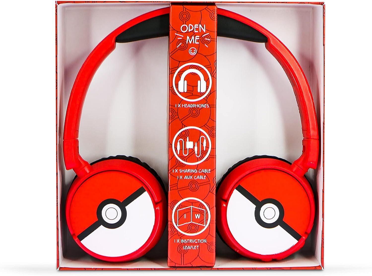 OTL Pokémon Poké Ball Kinder-Kopfhörer, kabellos, Rot Kinder-Kopfhörer (Bluetooth, Zusätzliches 3,5-mm-Audio-Sharing-Kabel im Lieferumfang enthalten)