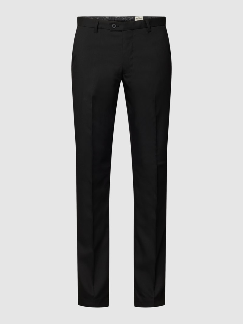 Stoffhose mit Bundfalten in schwarz