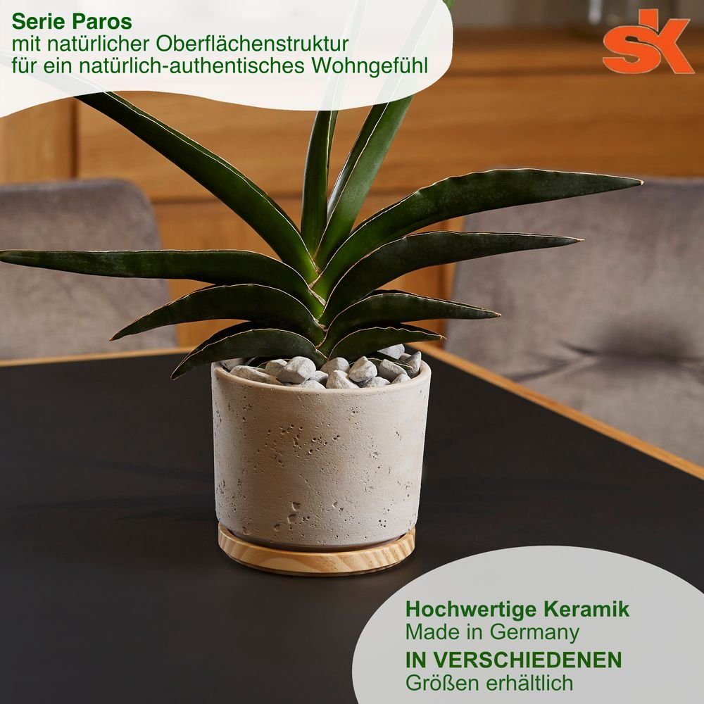 Heimwerkercenter Übertopf SK - Soendgen Keramikübertopf Serie Paros DELUX ø14 cm, sandgrau, hochwertiges Wohnambiente