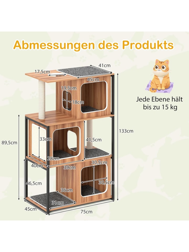COSTWAY 2 in 1 Kratzbaum Katzenhaus in Hellbraun günstig kaufen onesize