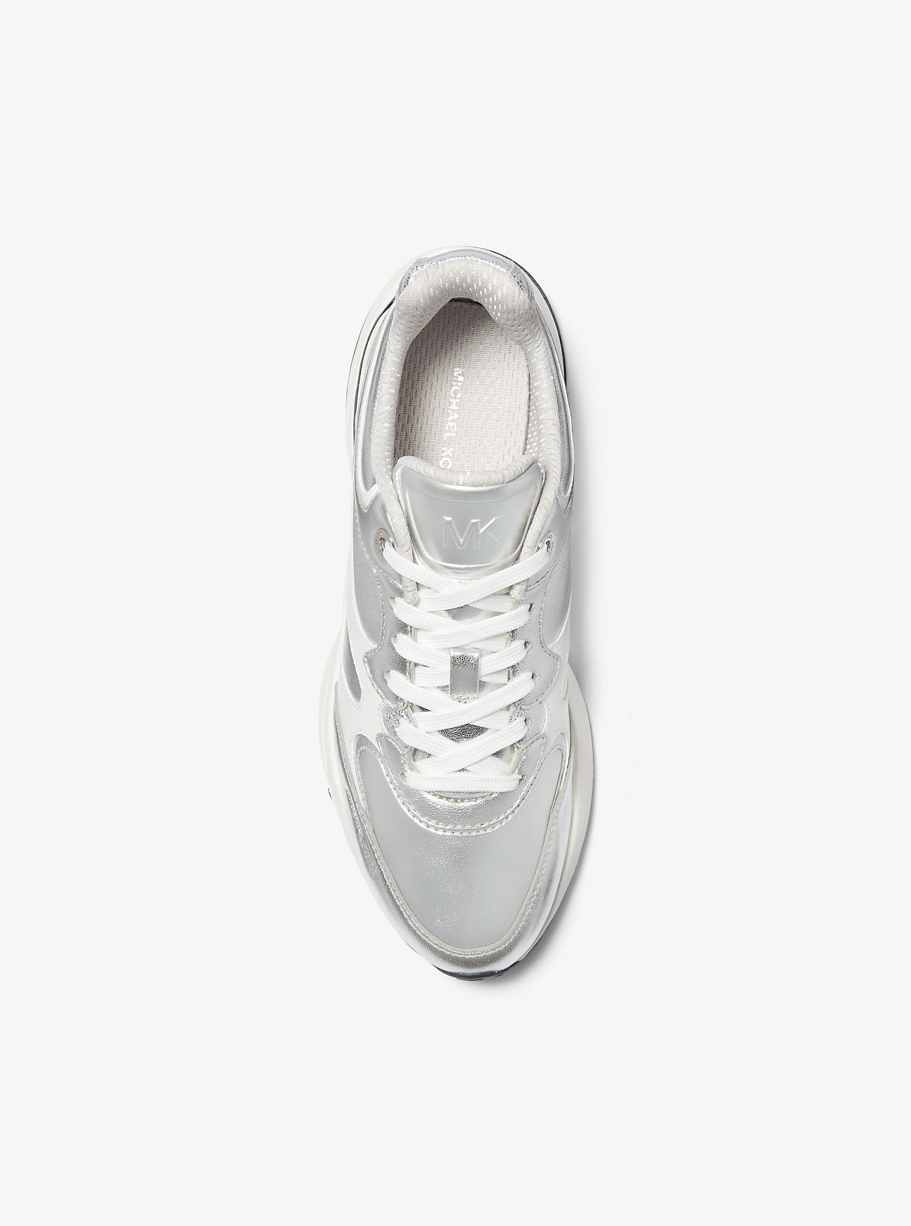 Riley Metallic Leather Trainer - SILVER