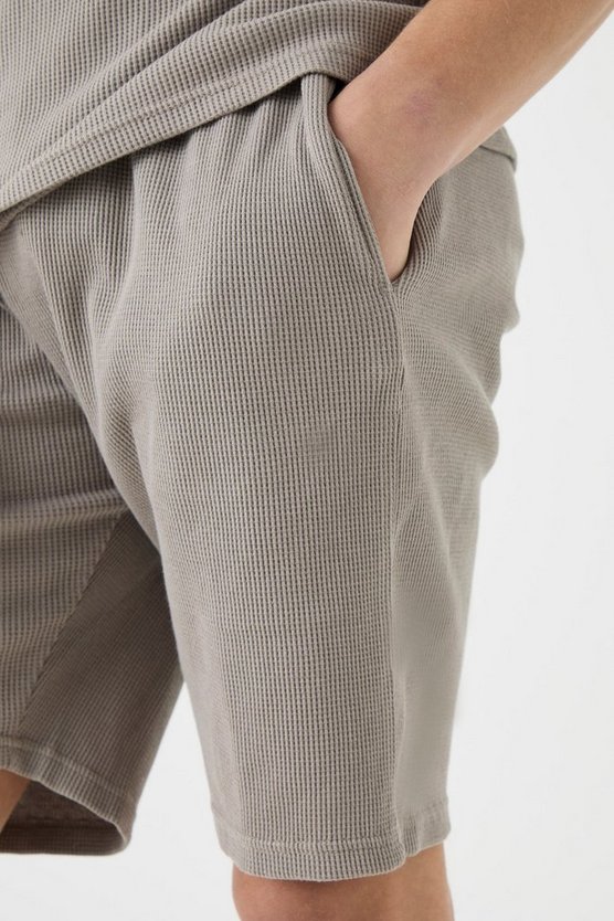 Slim-Fit Bomber-Poloshirt & Shorts in Waffeloptik