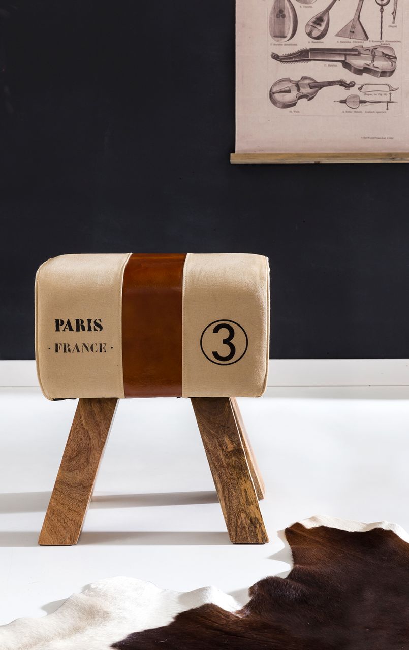 Wohnling Design Turnbock Sitzhocker CANVAS Braun