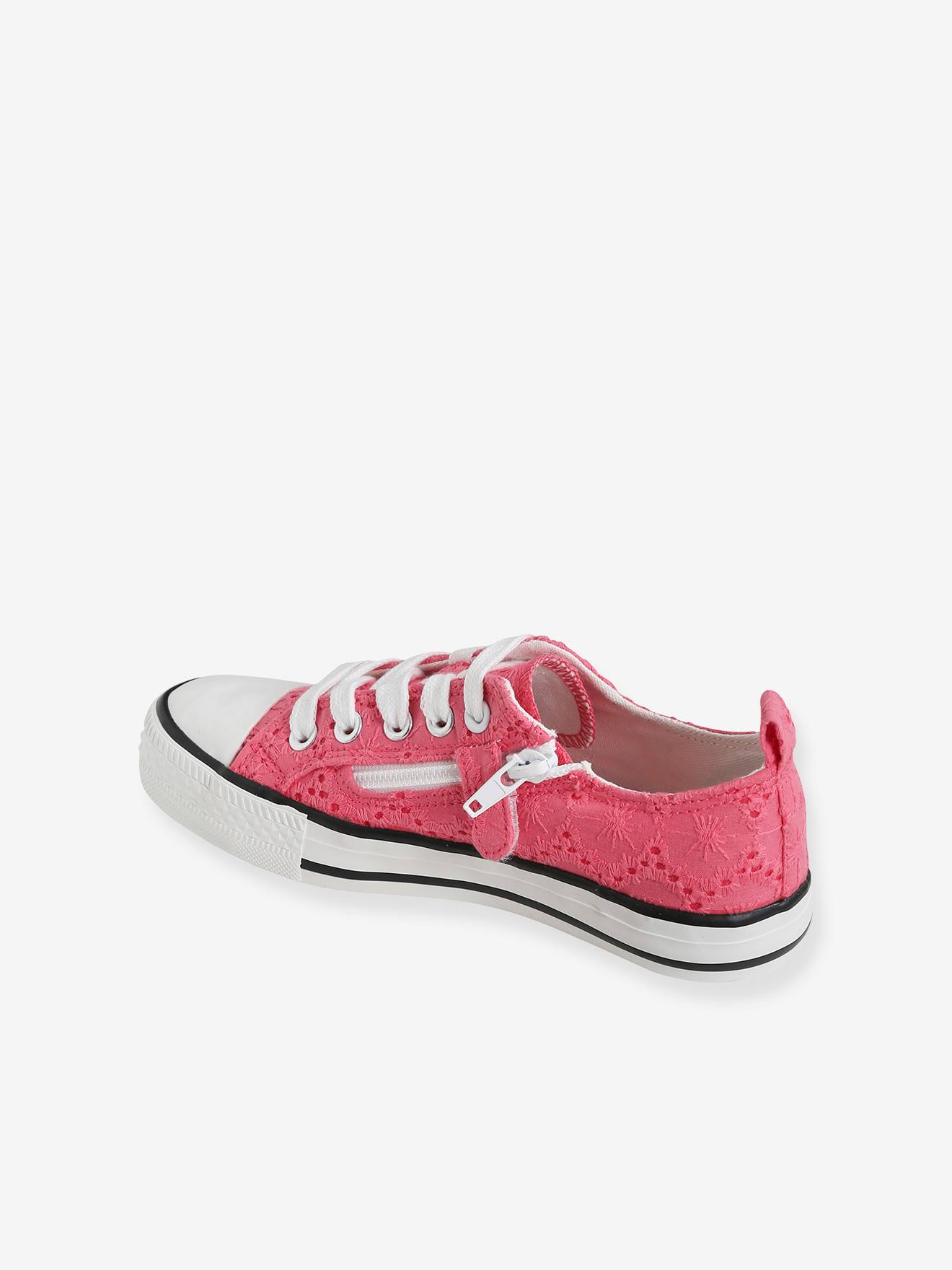 Vertbaudet Mädchen Stoff-Sneakers mit Reißverschluss - grün bedruckt/tropical