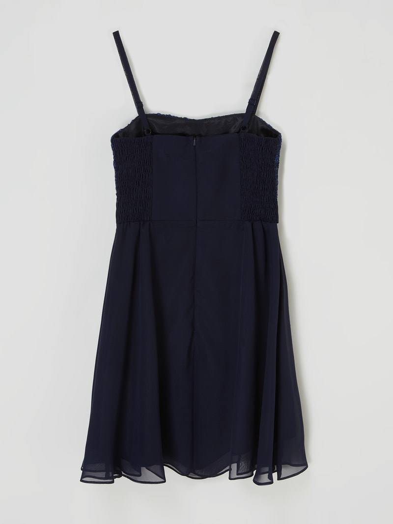 Kleid aus Spitze und Chiffon in marineblau