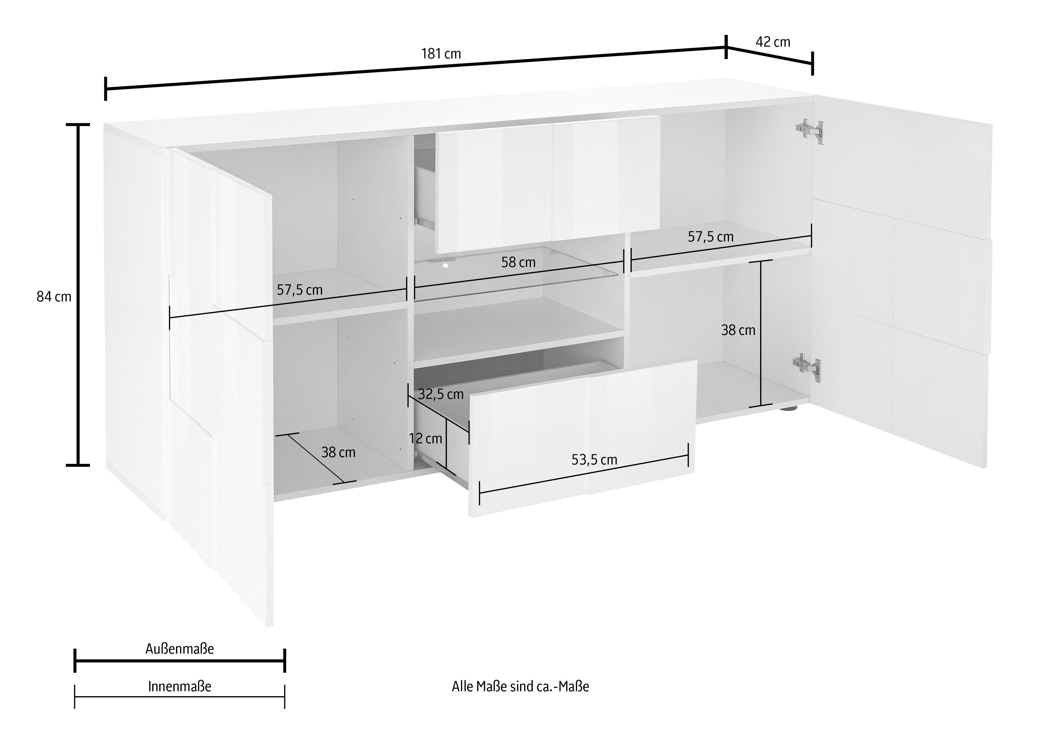 LC Sideboard Dama, Breite 181 cm