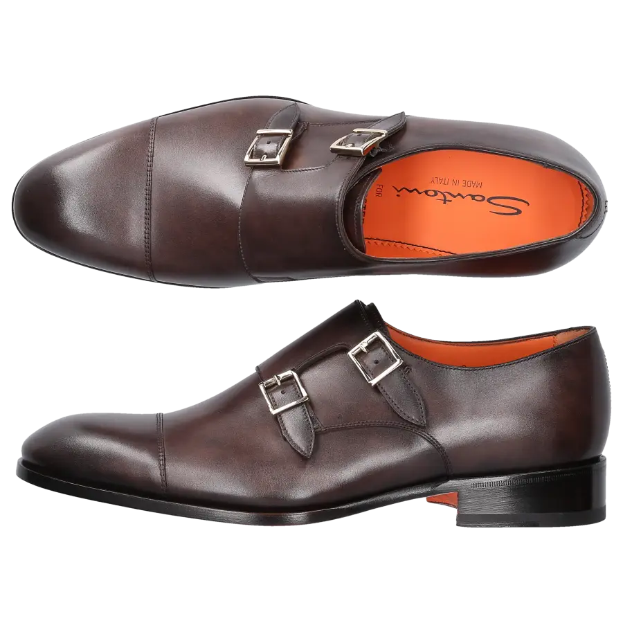 Santoni - Monk Schuhe 15006 Kalbsleder - braun