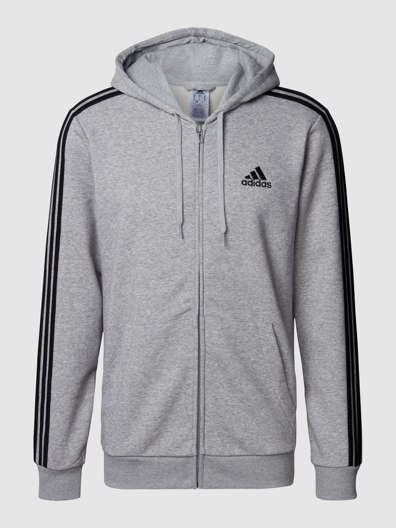 Sweatjacke mit Logo-Stitching in mittelgrau