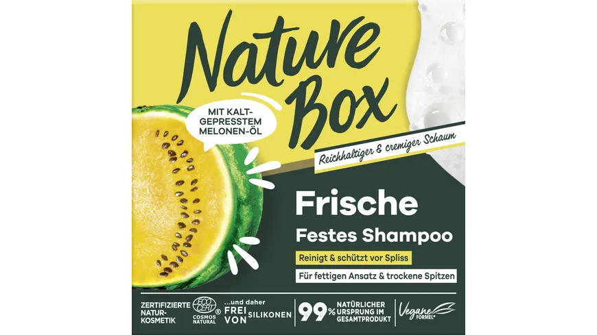 Nature Box festes Shampoo Frische mit Melonenöl 85 g