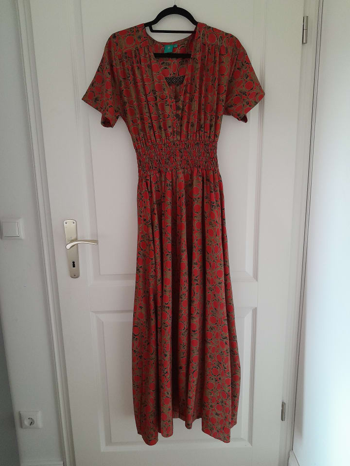Aller Simplement Kleid in Beige/ Rot günstig kaufen 38/40