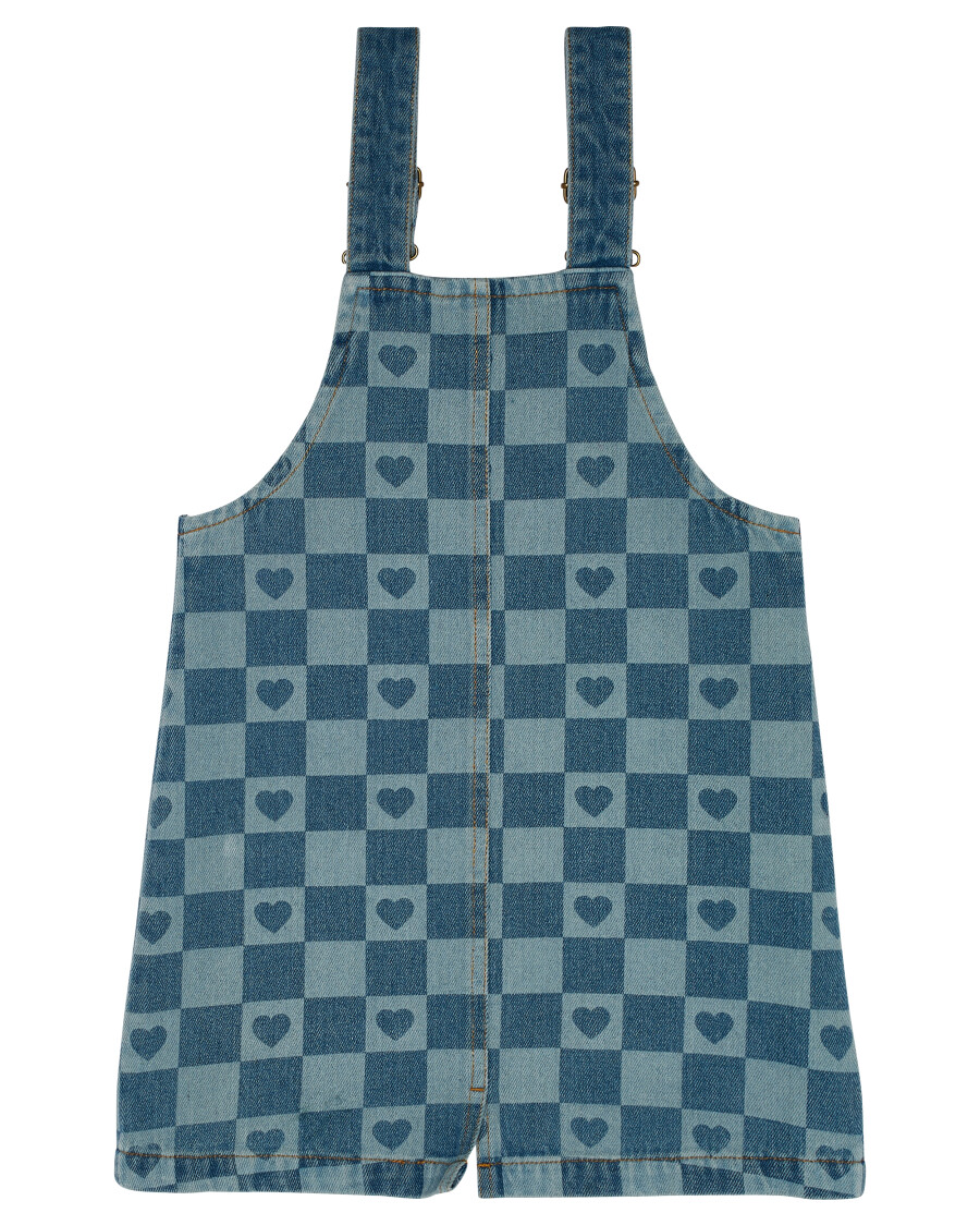 Kariertes Jeans-Latzkleid
