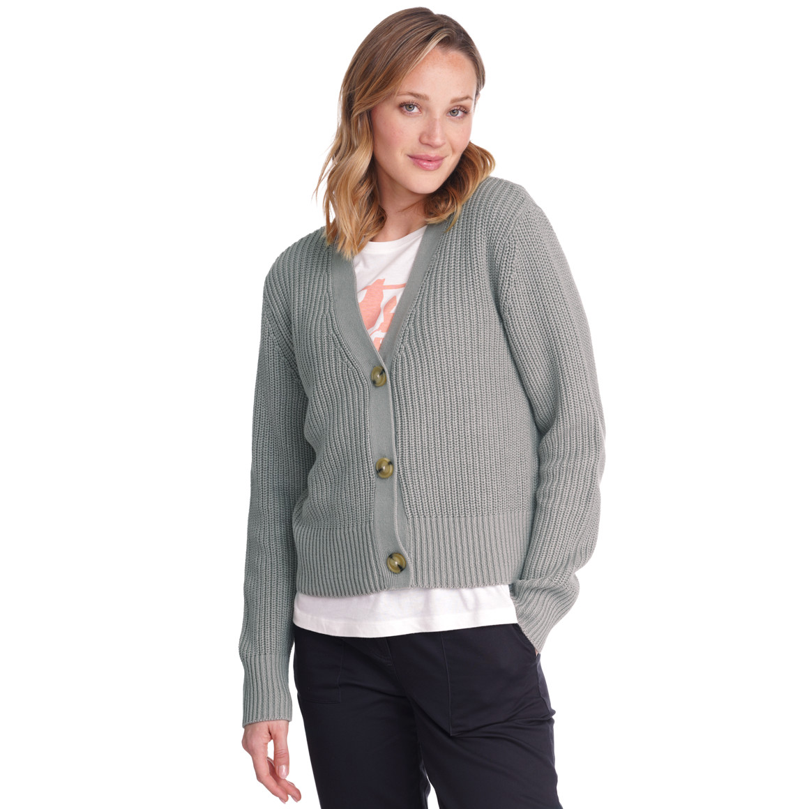 Damen Strickjacke mit Knopfleiste