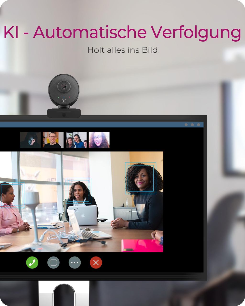 ICY BOX IB-CAM501-HD, Full HD Webcam mit Stereo-Mikrofon und Autotracking
