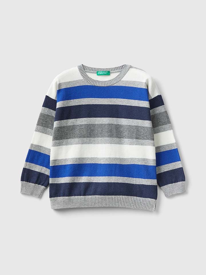 Benetton Pullover in Blau/ Grau/ Schwarz günstig kaufen