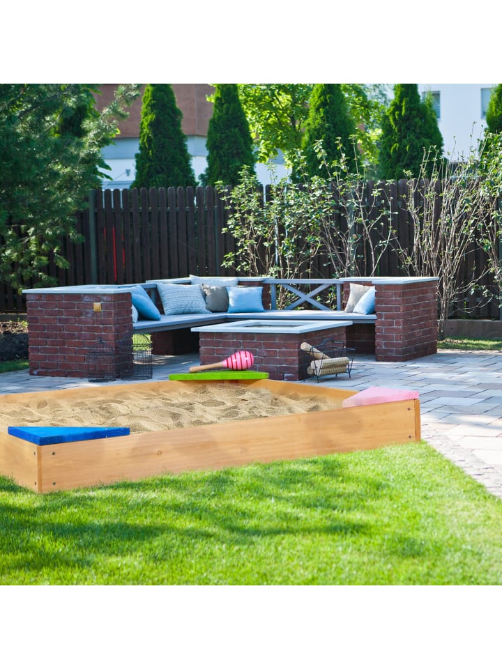 relaxdays Sandkasten in Natur - (B)90 x (H)11,5 x (T)90 cm günstig kaufen onesize