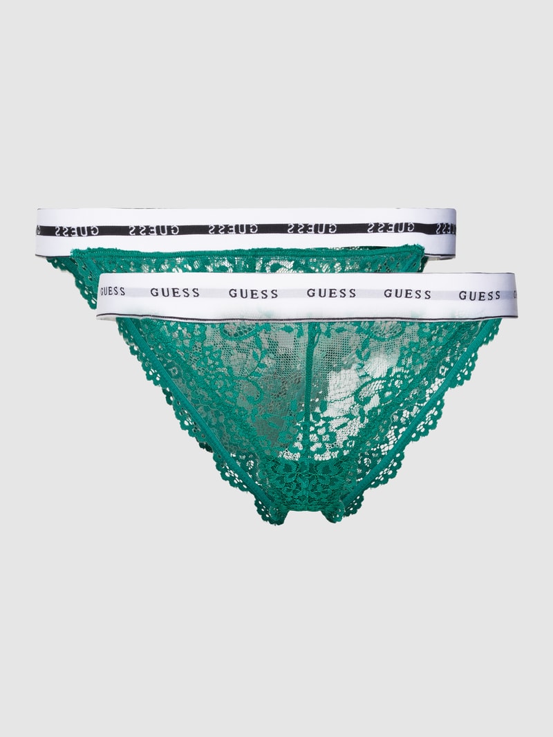 String mit Spitzenbesatz Modell 'BELLE' in grün