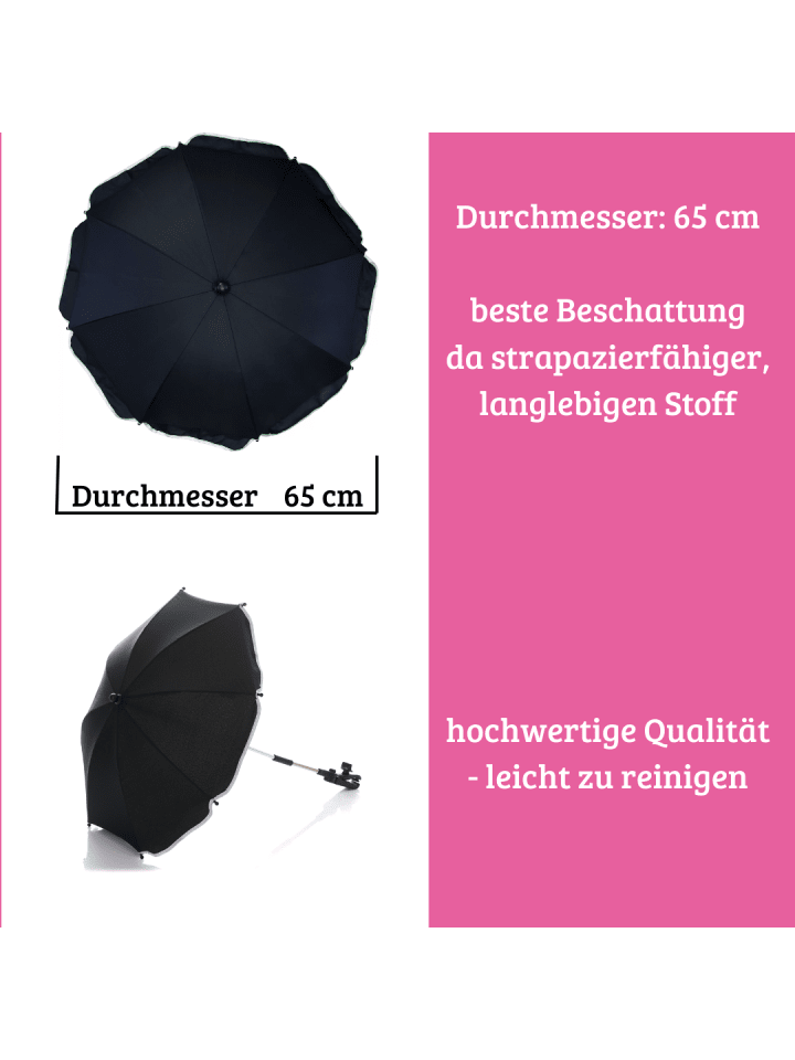 fillikid Sonnenschirm Standard UV-Schutz 50  ​Exklusiv in Schwarz günstig kaufen onesize