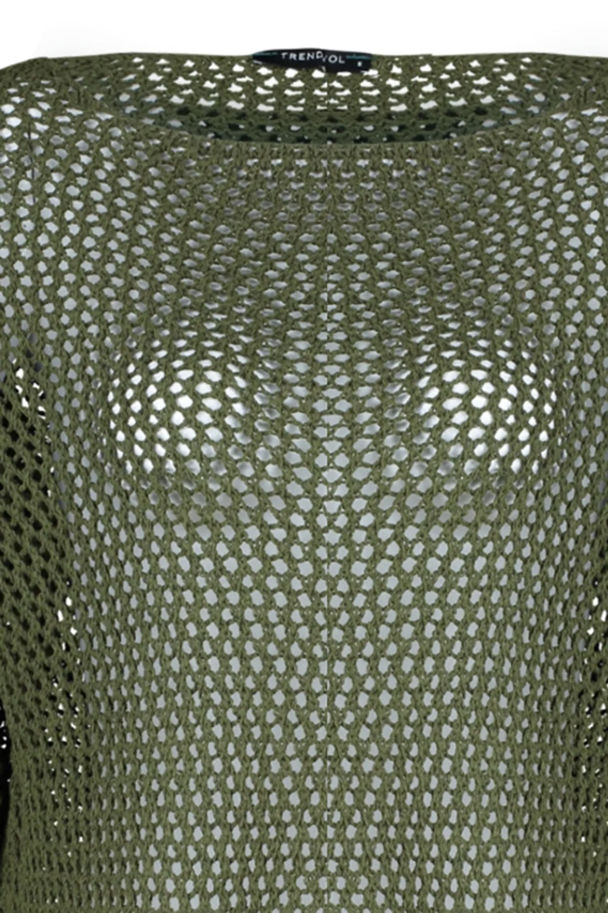 Trendyol Collection  Khakifarbener Strickpullover aus Baumwolle mit Lochmuster und super weiter Passform TWOAW20FV0184