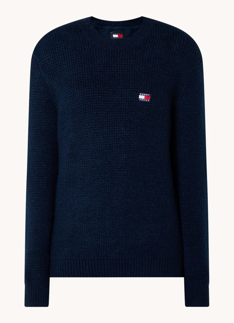 Pulover din amestec de lână tricotat gros cu logo Tommy Hilfiger