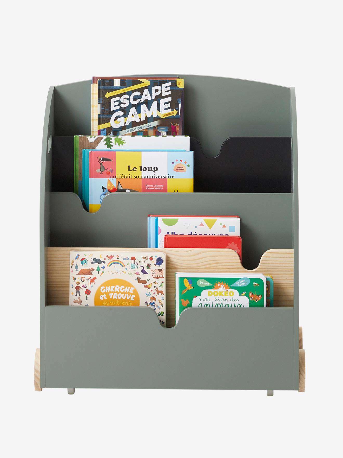 Vertbaudet Kinderzimmer Bücherregal mit Rollen SCHOOL - rosa