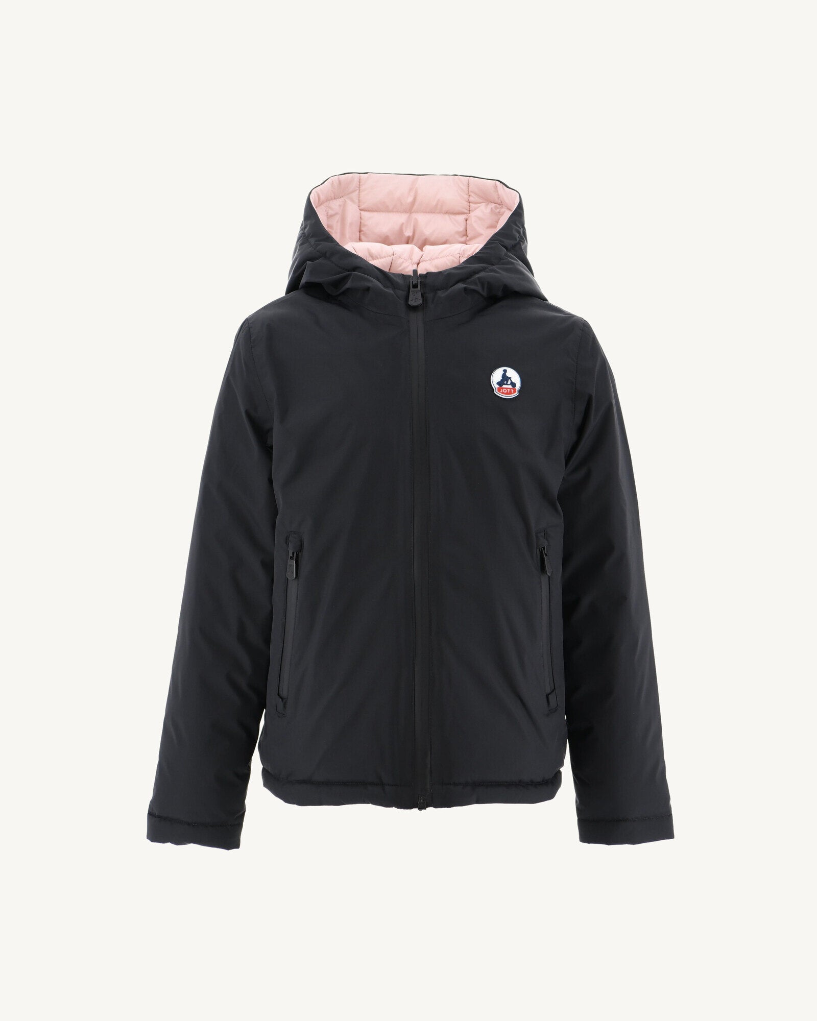 Doudoune réversible à capuche enfant Noir/Rose pale Zurich