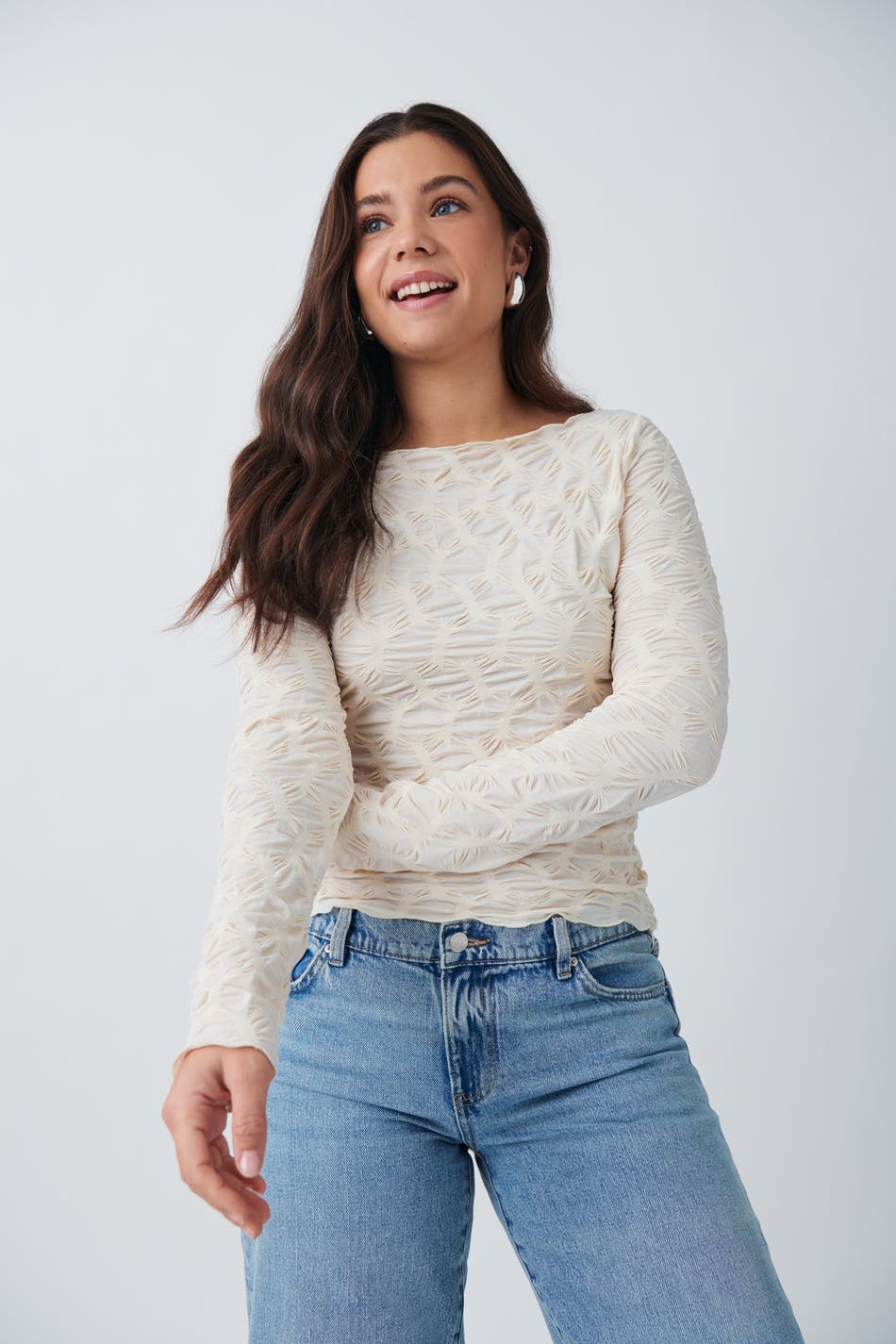 Textured long sleeve top